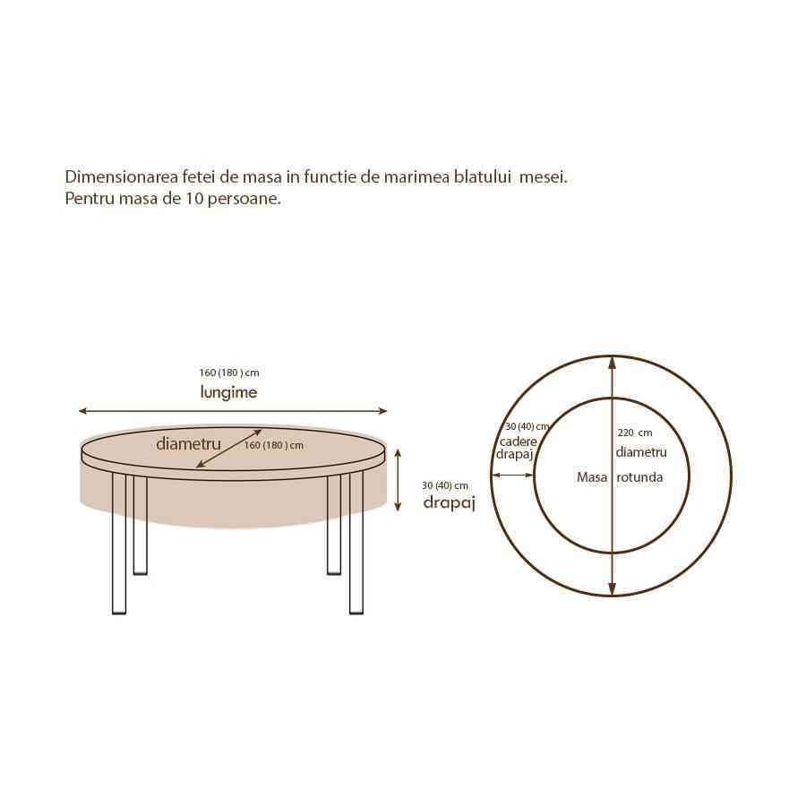 Fata masa rotunda Damasc Topo  alb 310cm (diametru)